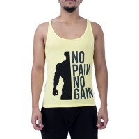 No Pain No Gain Tank Top Atlet Sarı Siyah Yazılı